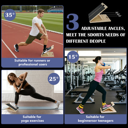 ALSO GO Slant Board for Calf Stretching, Portable Squats Calf Stretcher Pilates, Adjustable Incline Board for Knees Ankle Heel Feet Leg, 450 Lbs Capacity Wooden Stretching Board