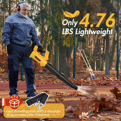 Leaf Blower, 170MPH 21V Leaf Blower Cordless with 2X6.0Ah Battery & Charger, Electric Leaf Blower for Lawn Care, Battery Powered Leaf Blower for Snow Blowing & Yard Patio Garden Cleaning