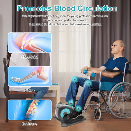 Under Desk Elliptical Machine, Quiet and Portable Electric Seated Pedal Exerciser with Remote Control and LCD Display Monitor for Adult &Seniors, Adjustable Directional and Speed