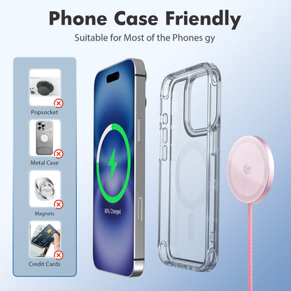 Magnetic Wireless Charging Pad [2-Pack], Ultra-Thin Pink Magnetic Charger, 25W Fast Wireless Charger Compatible with iPhone 17/16/15/14/13/12, AirPods
