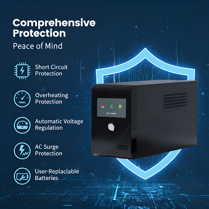 UPS 500VA/300W 120V Backup Power Supply, 3 Sockets, Backup Battery with Surge Protection, Only Suitable for Desktop computer