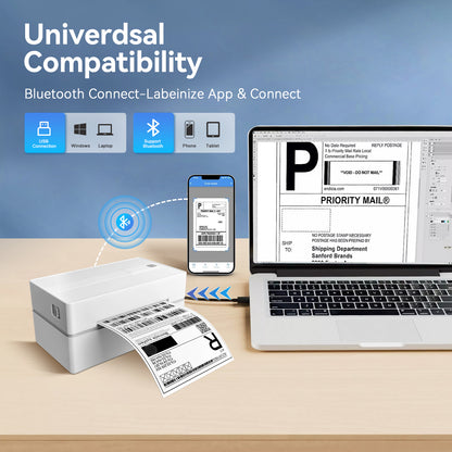 BAOKALER 4x6 Thermal Label Printer - Bluetooth Shipping Label Maker for Packages, Compatible with Windows iOS Android, Wireless Sticker Printing for Business and Home