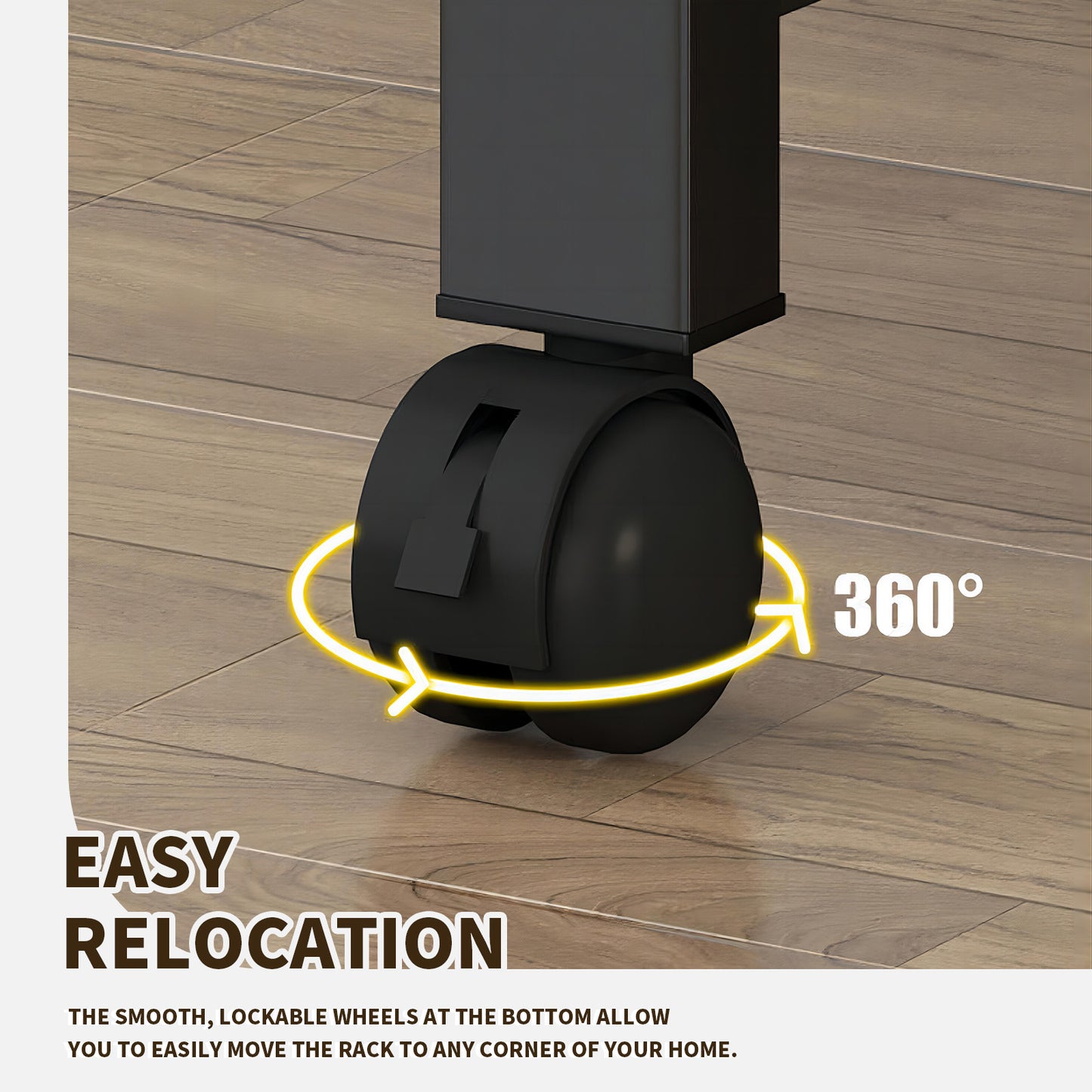 Clothes Rack With Wheels, Portable Clothing Rack With Shelves & Hooks, Heavy Duty Garment Racks for Hanging Clothes, Multi-Functional Closet Rack for Bedroom, Black