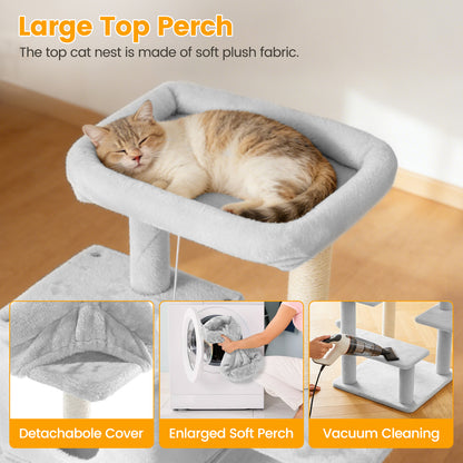 Sturdy Cat Tree: 40-Inch Indoor Cat Tower with Steps for Easy Climbing, Hiding Caves, Scratching Posts & Toys, Perfect for Big Cats