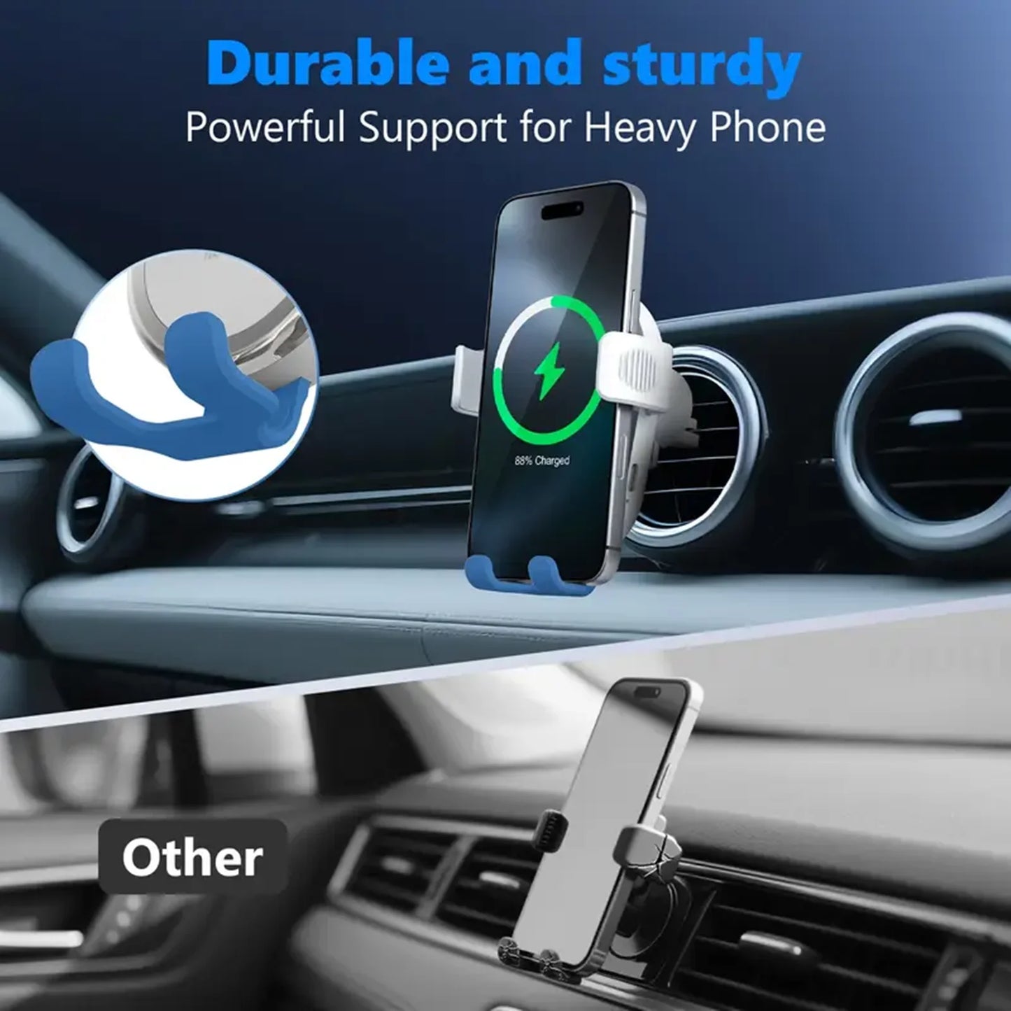 Wireless Car Charger,15W Fast Phone Wireless Charger for Car Auto Clamping,Wireless Car Charger Mounts for iPhone 17 16 15 14 13 12 11 Pro Max Xs,Support Smart Phone