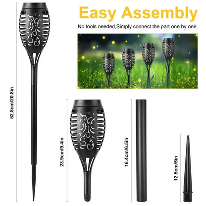 Solar Torch Lights with Flickering Flame, Solar Flickering Lights, 4 Pack Solar Lights Outdoor Waterproof Solar Pathway Lights Landscape Lighting for Garden Lawn Patio Yard Outdoor Decorations