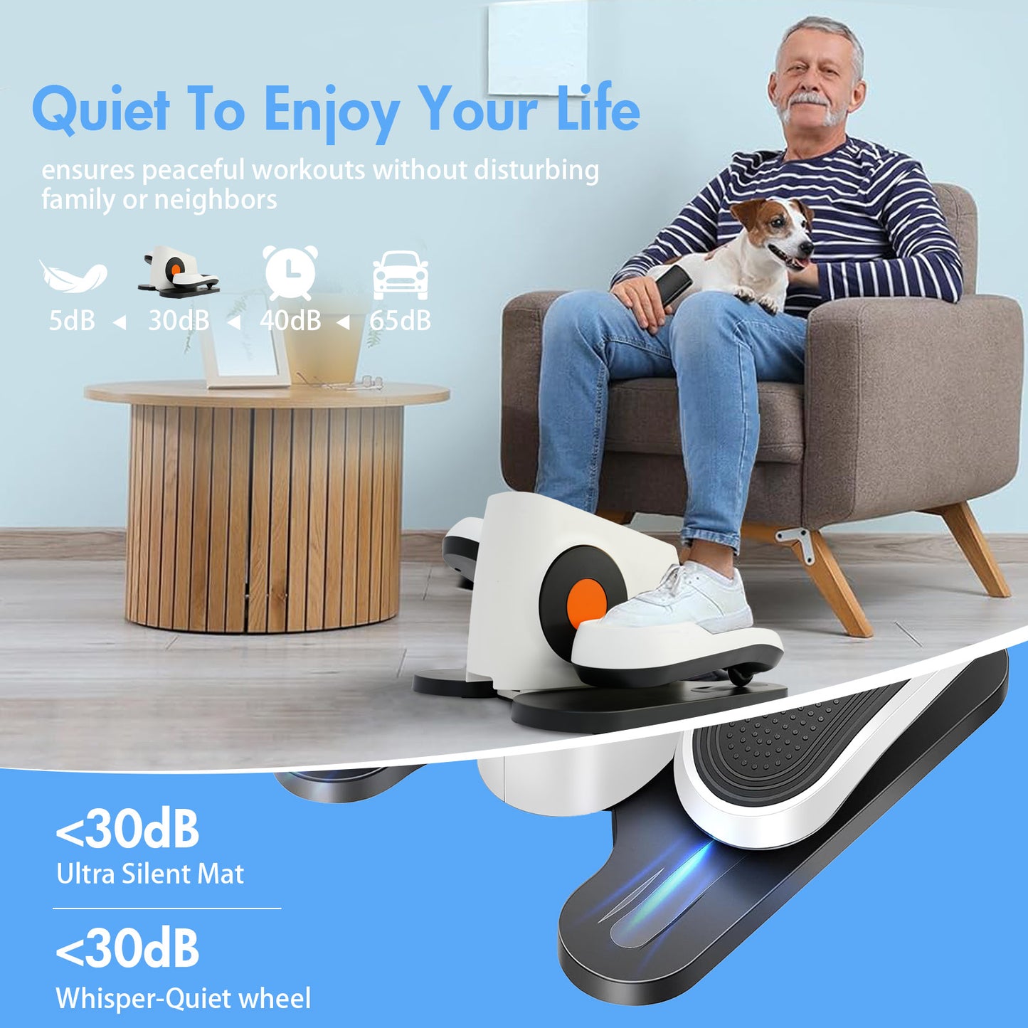 Under Desk Elliptical, Leg Exerciser for Seniors Fuly Assembled, Quiet & Portable Electric Seated Pedal Exerciser Adjustable Speeds, White