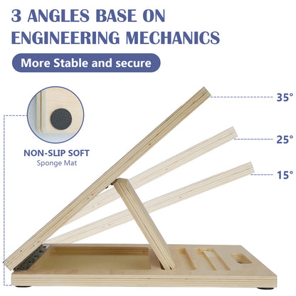 ALSO GO Portable Wooden Incline Board, 3-Level Adjustable, Natural Wood Color Stretching Board, Calf Stretch Board for Knees Ankle Heel Feet Leg
