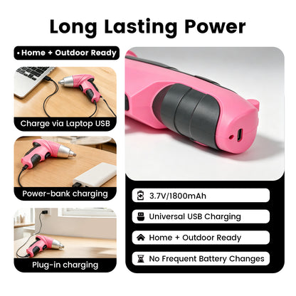 Cordless Power Screwdriver, 47-in-1 Electric Screwdriver Rechargeable Set, Rechargeable 3.7V Cordless Screwdriver with 30 Driver Bits, Power Tool for Office & Home Use, Pink