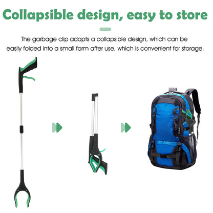 2Pcs 32'' Grabber Reacher Tool, Foldable Grabber Reaching Tool, Lightweight Trash Picker Upper Tool for Elderly with Anti-Slip Rotating Rubber Gripper,Green