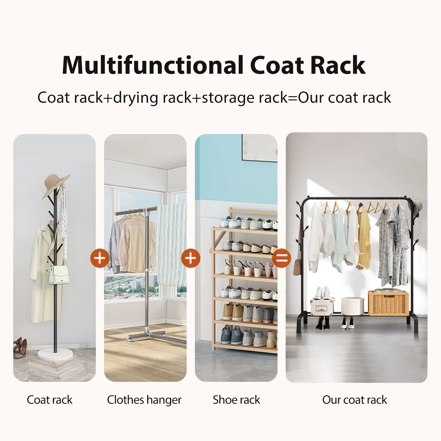 Homemart Clothes Rack, Garment Rack with Bottom Shelf for Hanging Clothes, Coats, Skirts, Shirts, Sweaters, Black