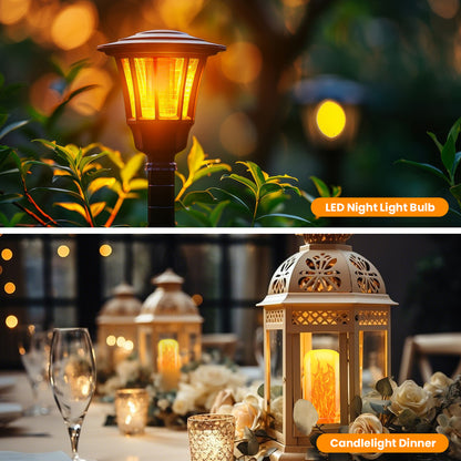Catgood LED Flickering Flame Bulbs, 4 Lighting Modes, E26 Base for Party Patio Garden Decoration, 4 Pack