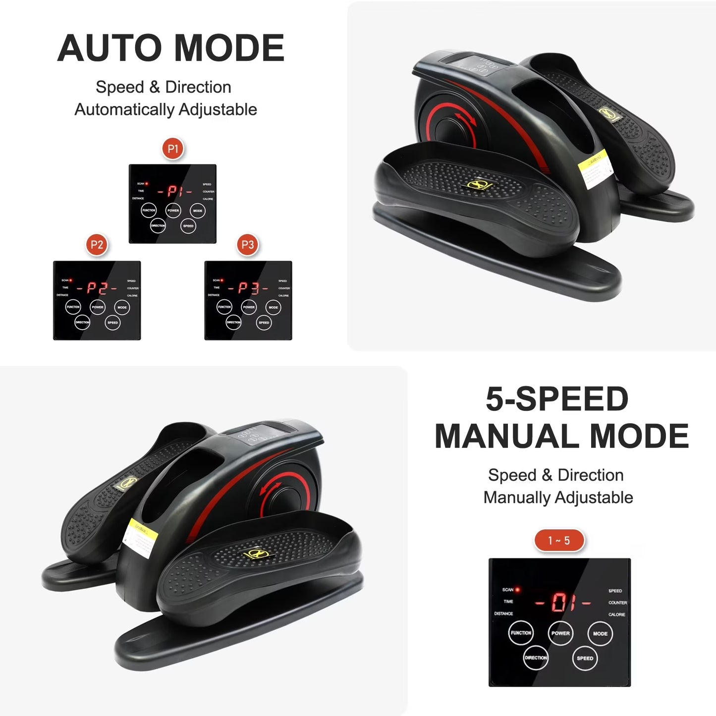Mini Elliptical, Under Desk Elliptical, Electric Elliptical Machine, Leg Exerciser Machine for Seniors, Elliptical for Home Use, Compact Exerciser, Adjustable Speeds & LCD Monitor