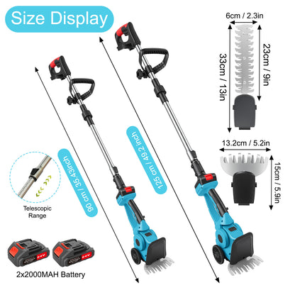 Baokaler 24V Cordless Hedge Trimmer, Hedge Trimmer with Telescopic pole, 3-in-1 Grass Shears, Shrubbery Trimmer & Electric Grass Trimmer, 2 Battery and Charger Included