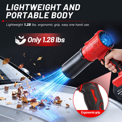 Cordless Leaf Blower, 950000 RPM Electric Leaf Blower with 2 X 4.0Ah Batteries & Charger, 110MPH Lightweight Handheld Blower for Patio Cleaning Blowing Leaves & Dust, Red
