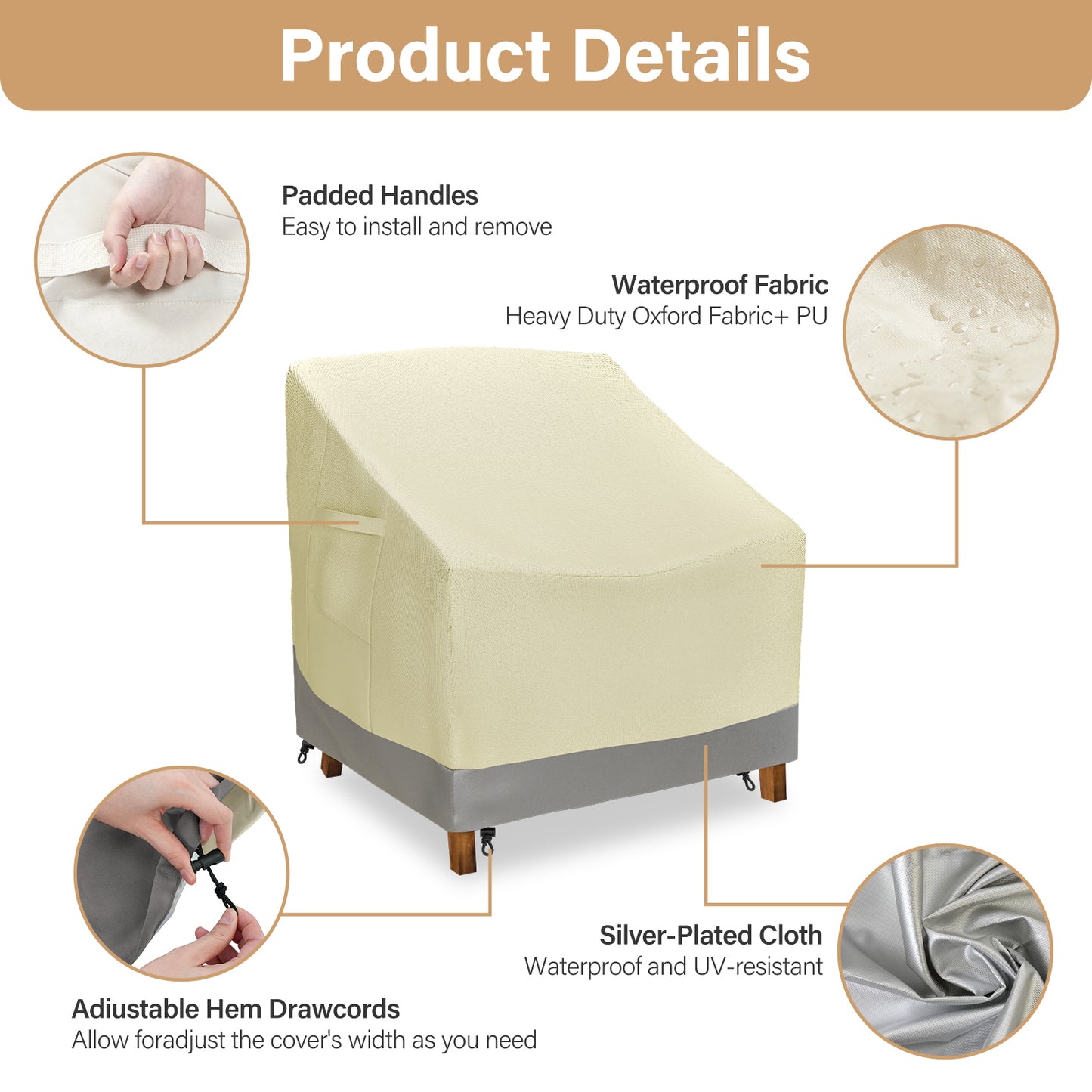 Patio Chair Covers,Outdoor Chair Cover,600D Waterproof/Dustproof Patio Furniture Covers for Outdoor Furniture, 32" L x 37" W x 36"H