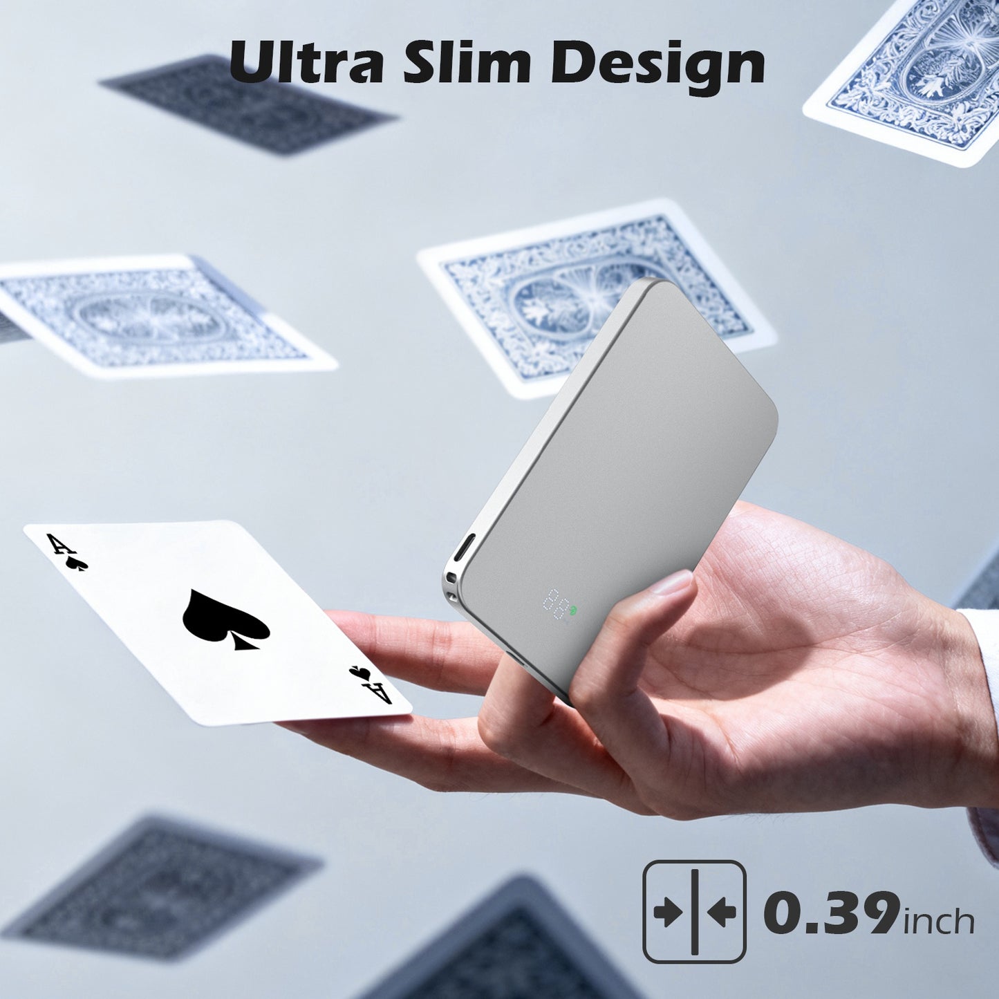 Magnetic Wireless Power Bank,5000mAh Ultra-Slim Portable Charger with 20W PD Fast Charging,USB-C Phone Battery pack Compatible with iPhone 17/17e/16/15/14/13/12 Pro Max & Android - White