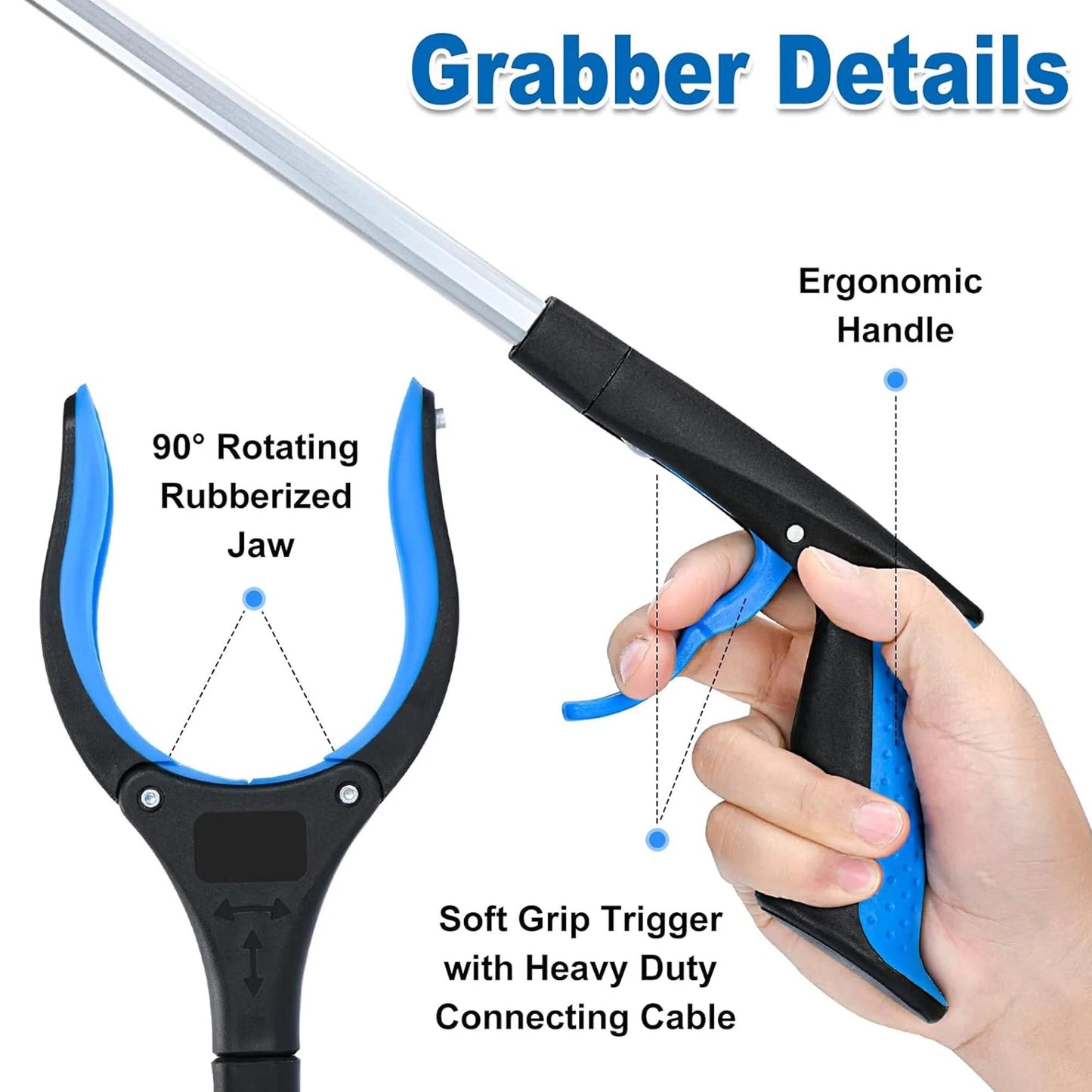 Grabber Reaching Tool Reachers and Grabbers Hand Assist Pick up Tool for Seniors Aluminum Blue