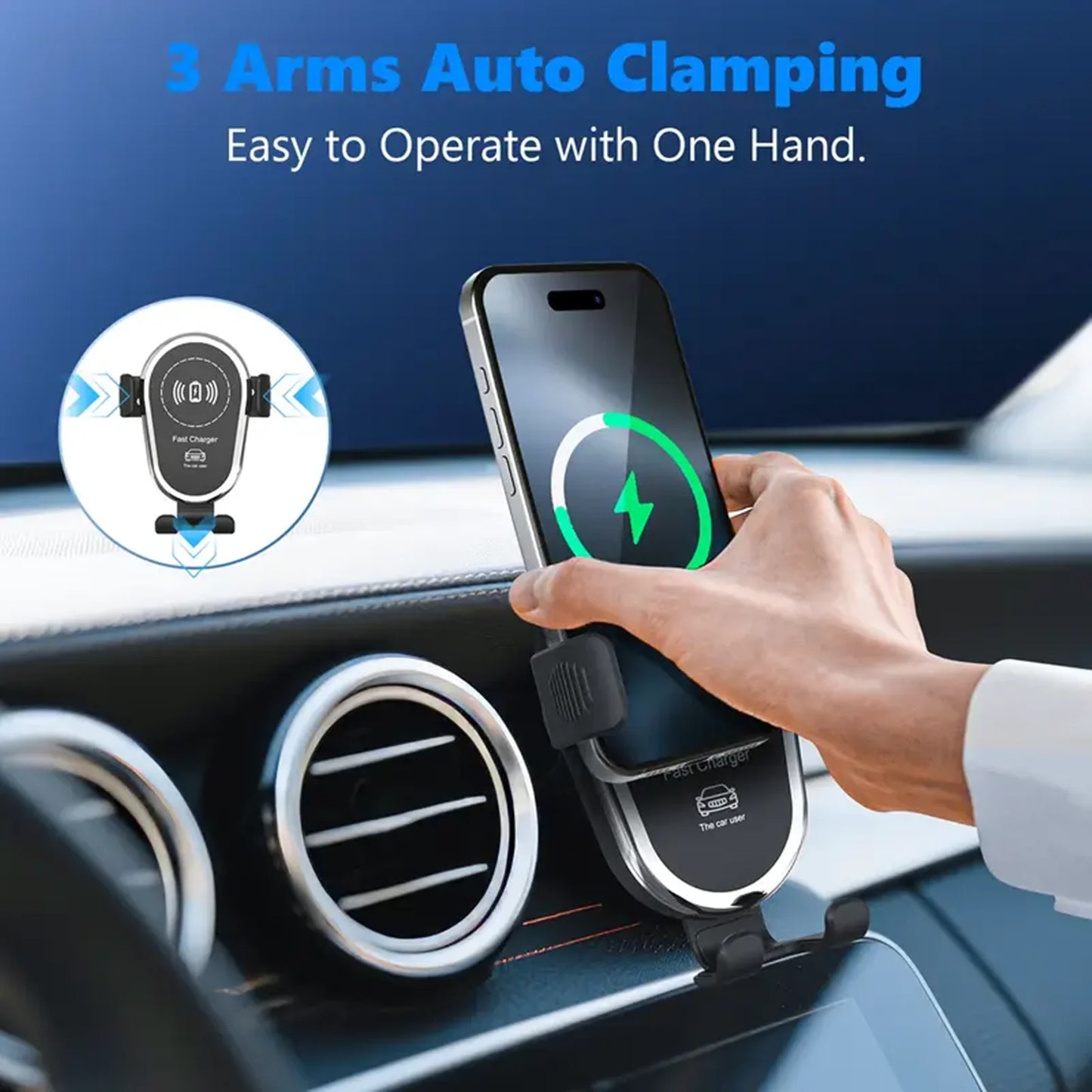 360 Rotation Car GPS Phone Holder,Air Vent Clip Cellphone Bracket Fast Charging Stand For iPhone 17 16 15 14 13 12 Samsung S25 Xiaomi Mount