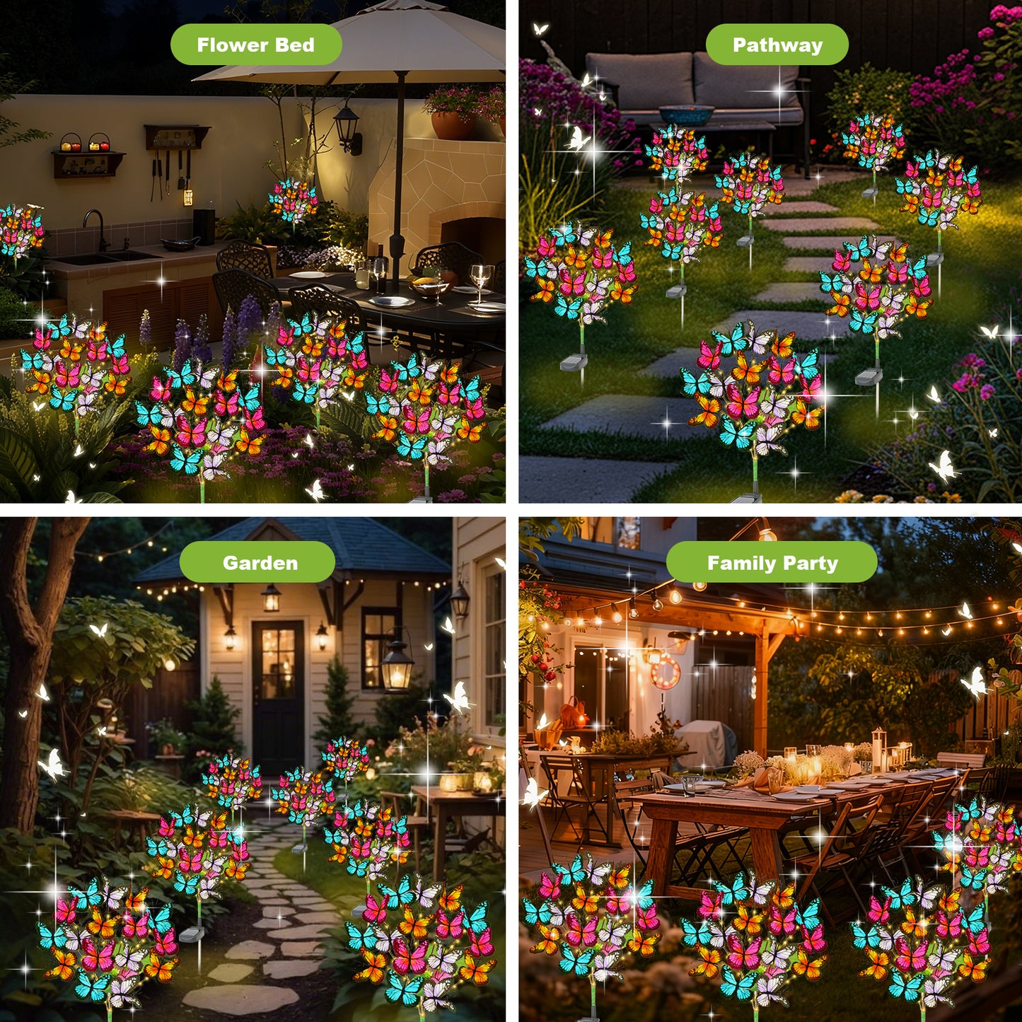 TopZoo Solar Butterfly Light for outdoor, 2 Pack Outdoor Waterproof Pathway Garden Stake Lights , Outside Decor for Patio, Lawn, Pathway