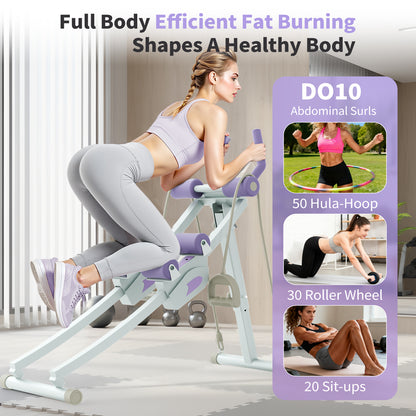RICAN Ab Fitness Crunch, Abdominal Workout Machine for Glider Roller and Pushup with Headrest, Strength Training Exerciser for Core Strength and Plasticity, Ideal for Home Gym Office