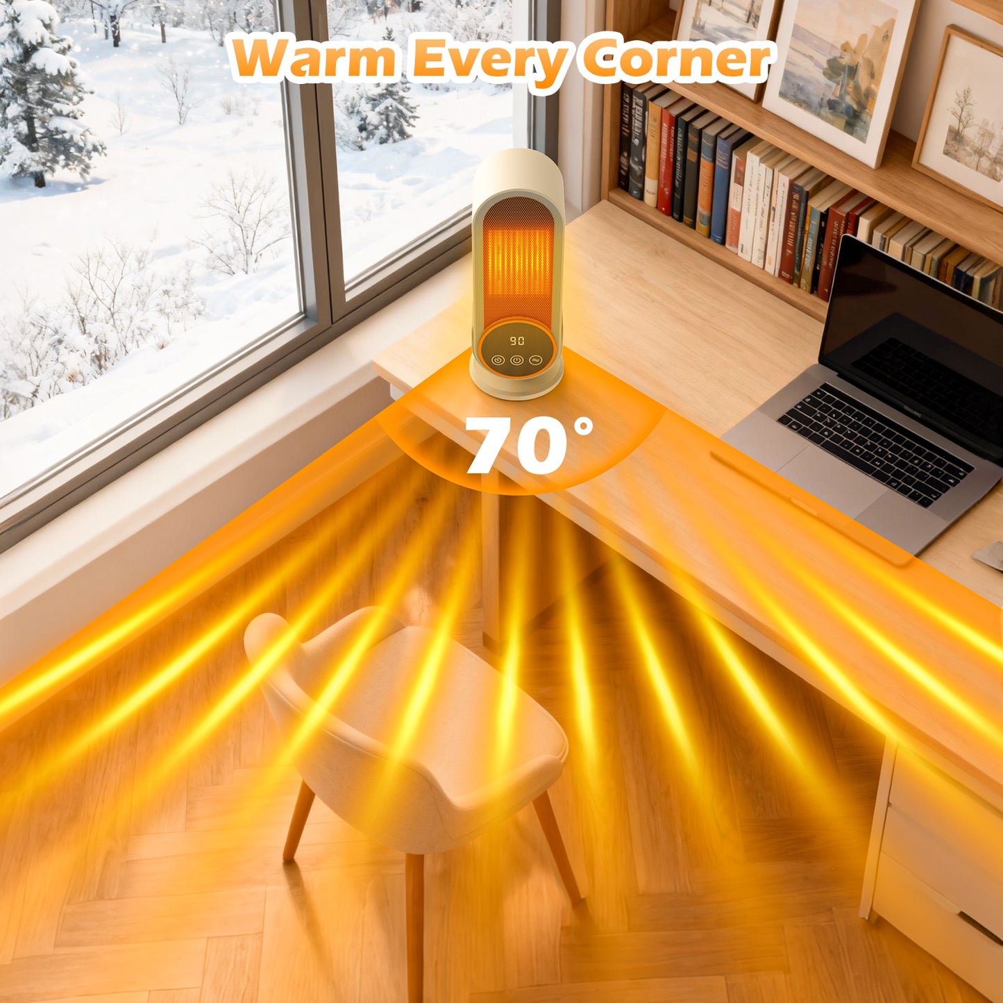 1200W Tower Heater, Ceramic Space Heater with Thermostat, 3D Realistic Flame Effect and Remote Control, 3 Modes, Overheat and Tip-Over Protection, Suitable for Home/Living Room