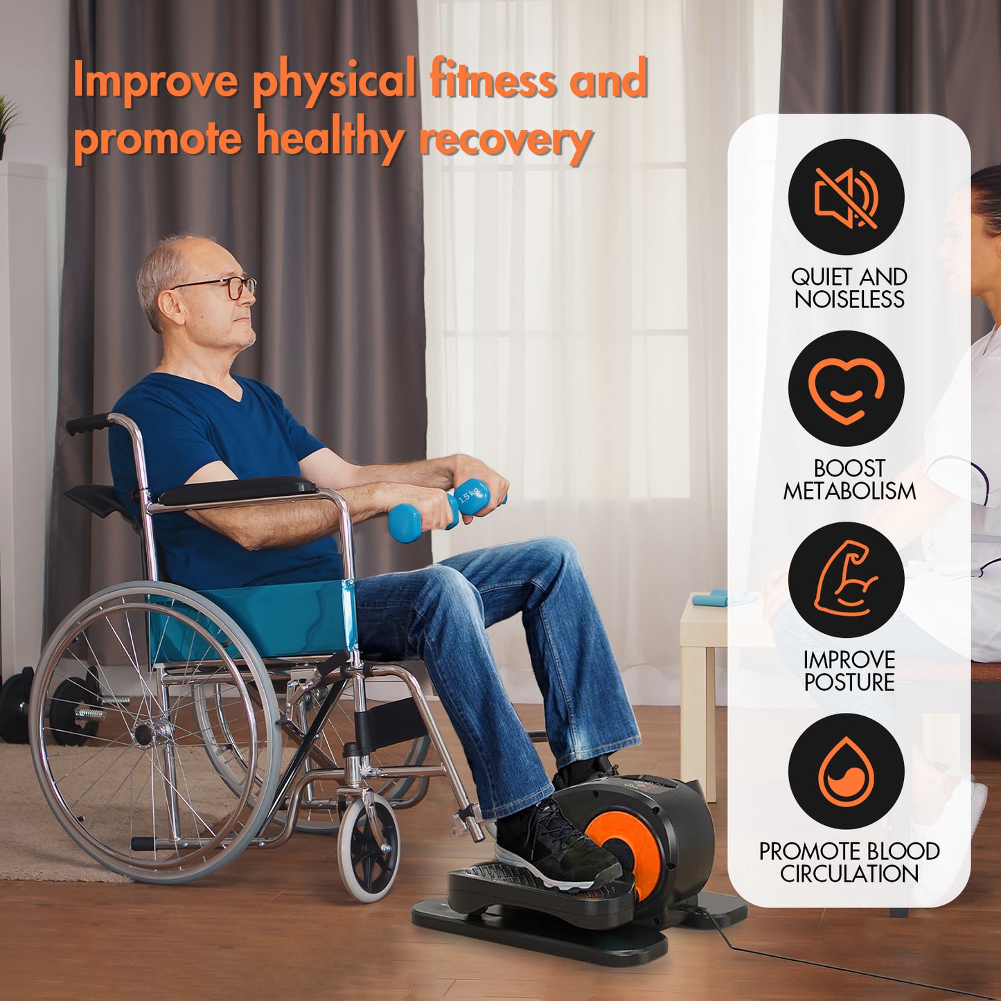 CATGOOD Under Desk Elliptical Machine, Quiet Ellipse Leg Exerciser for Seniors While Sitting