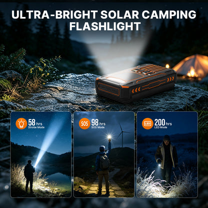 Solar Power Bank 46800mAh, PD15W Fast Charging Solar Charger with 4 Built-in Cables & Wireless Charging, Portable Solar Charger for Cell Phone, Solar Battery Pack for Camping (Orange)