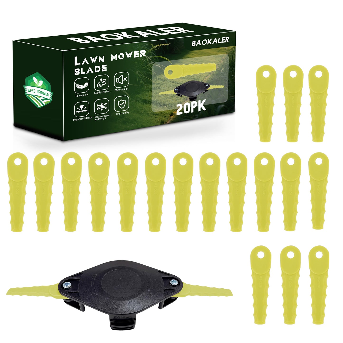 Nylon Weed Eater Bladed Head for Ryobi 18V 24V & 40V String Trimmers w/20 Blades