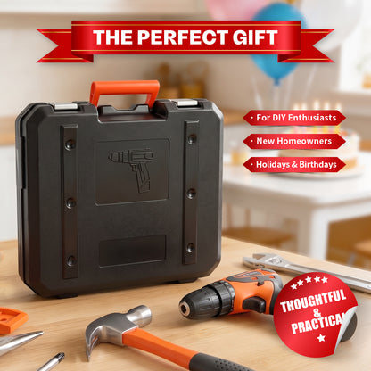 Power Tool Set, Cordless Drill Tool Box with 12V Battery Electric Drill Driver, 115Pcs Hand Tool Kit for Home Hand Repair Power Tools Sets Drills Case