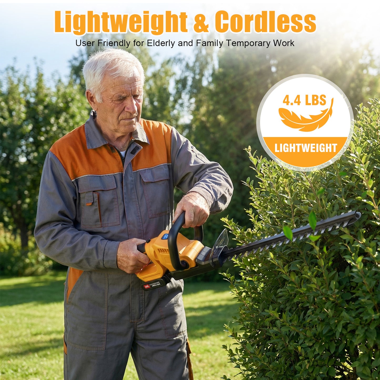 22" Cordless Hedge Trimmer with 180～ Rotatable Head, 21V Electric Bush Trimmer with 2 x 2000mAh Batteries, 1000W 24000r/min Motor, 70Mn Steel Blade for Garden Yard, Yellow