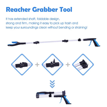 BAOKALER 2Pcs 43" Grabber Reaching Tool, Extra Long Foldable Reachers and Grabbers for Elderly Grab It Reaching Tool with Rotating Jaw + Magnets, Wide Claw Opening Reacher Pick up Tool, Trash Picker