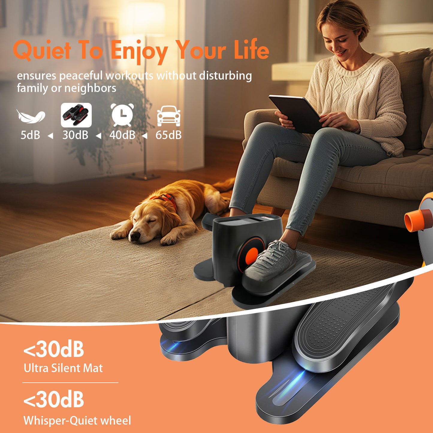 Under Desk Elliptical Machine, Leg Exerciser While Sitting for Seniors, Seated Pedal Exerciser with LED Display Monitor
