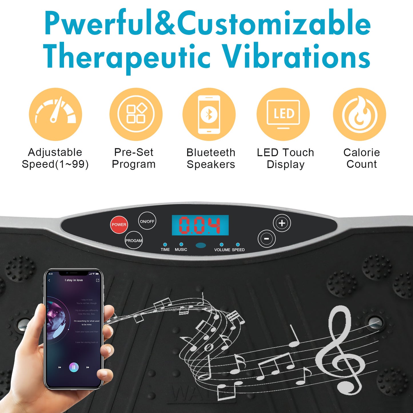 Vibration Plate Exercise Machine, Vibration Platform for Home Full Body Workout, Vibrating Board for Weight Loss with Resistance Bands, Remote Control