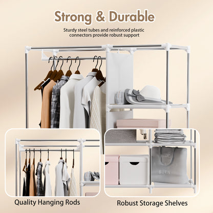 BAOKALER Closet Organizers and Storage, Hanging Closet Organization, Non-Woven Fabric Clothing Storage for Home Bedroom Living Room, Coffee