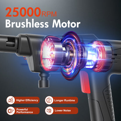 BAOKALER Cordless Pressure Washer, 970PSI Portable Power Washer with 4AH Battery, 6 in 1 Nozzle Electric High Power Washer with Brushless Motor, Black