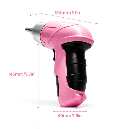 Cordless Power Screwdriver, 47-in-1 Electric Screwdriver Rechargeable Set, Rechargeable 3.7V Cordless Screwdriver with 30 Driver Bits, Power Tool for Office & Home Use, Pink