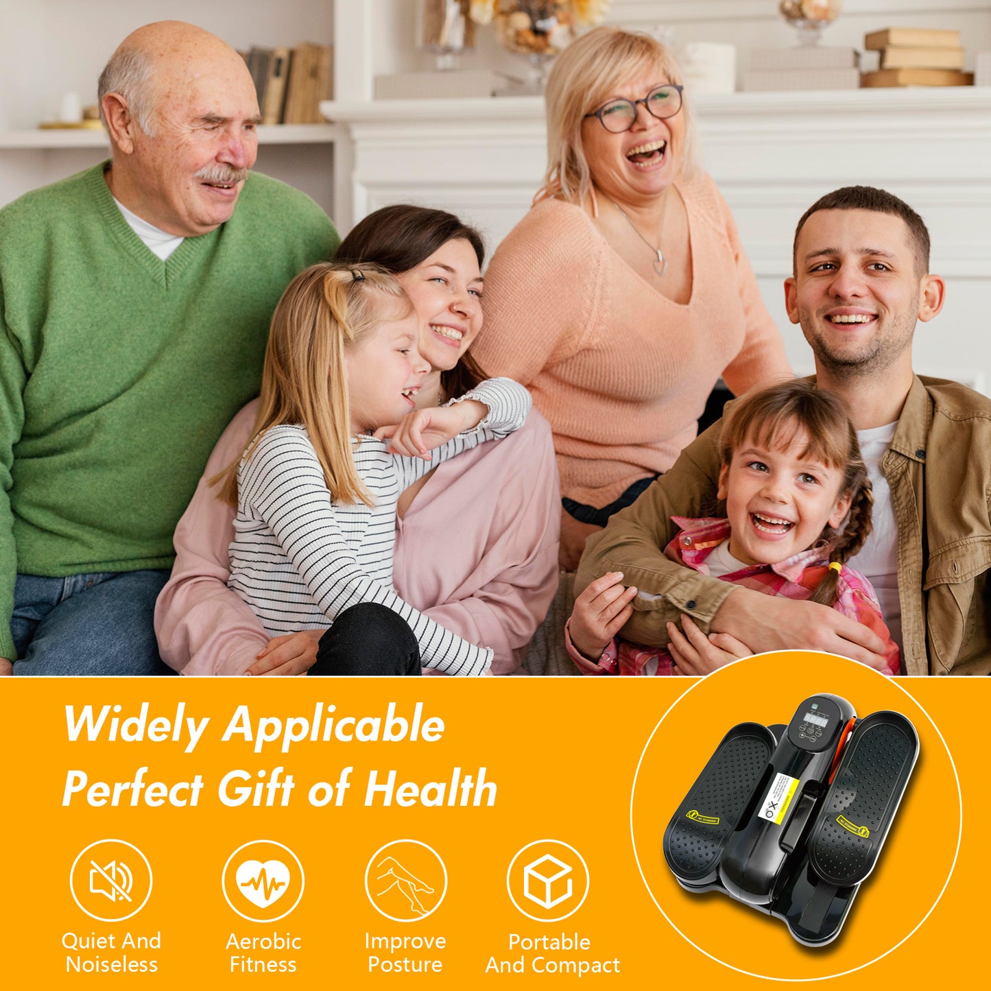 Under Desk Elliptical Machine, Ellipse Leg Exercise with Remote Control, 12 Adjustable Speeds, Manual & Electric Dual Modes, Mini Elliptical Machine