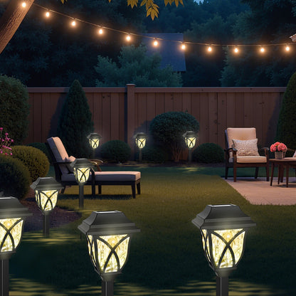 Catgood Solar Lights Outdoor Pathway, 6 Pack Solar Garden Stake Lights for Yard Patio Walkway Planter Pool, LED Waterproof, Cool White