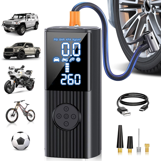 Electric Ball Pump with LCD Gauge, 22-Cylinder Air Compressor, tier Inflator with Needle for Basketball Car Tires, Bikes, Balls, Motorcycles Faster Inflation