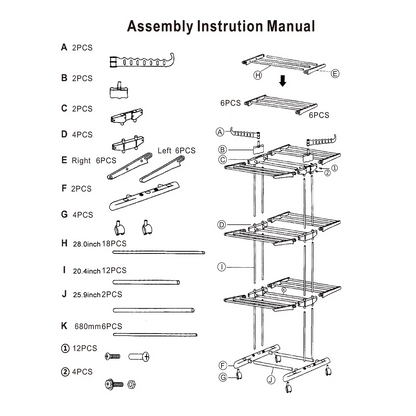 Homemart Clothes Drying Rack, 4-Tier Foldable Laundry Drying Rack, Stainless Steel Garment Clothes Dryer Indoor or Outdoor Standing Clothing Rack with Wheels
