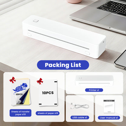 Thermal Printer, Portable Wireless Printer for Travel Inkless, Support US Letter/A4/A5/B5 Thermal Paper, Compatible with Android iOS Phone & Laptop