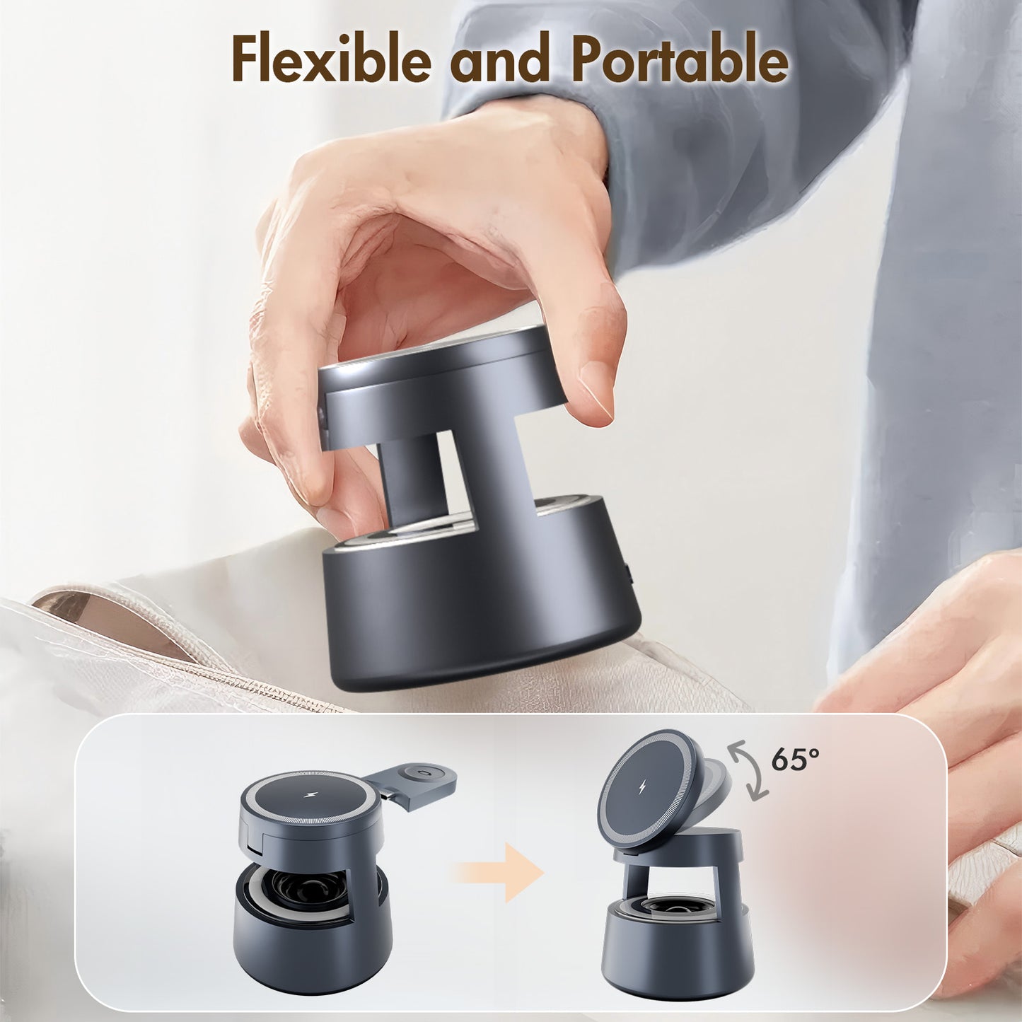 5 in 1 wireless charger For iPhone AirPods iWatch, Charging Station with Mushroom Light for MagSafe Magnetic Charger, 22.5 W Travel Stand,Fast for Multiple Devices