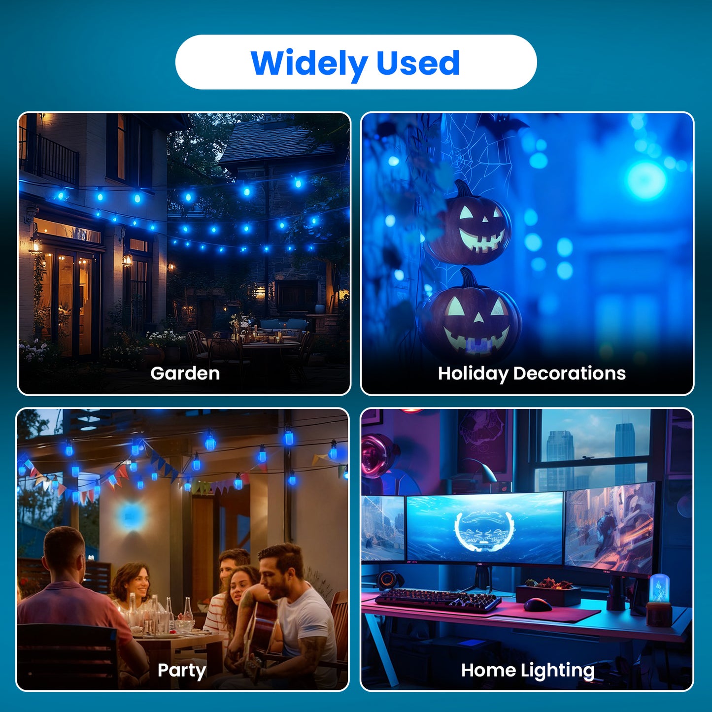Catgood Blue LED Fire Effect Bulb, 4 Modes Simulated Flickering Flame, E26 Base for Indoor Outdoor Holiday Decor, 2 Pack