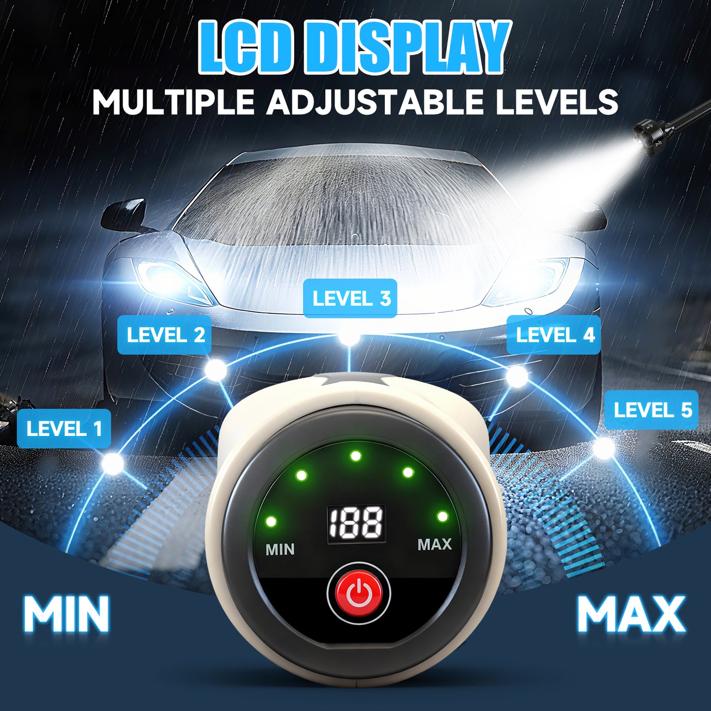 Cordless Pressure Washer, 700PSI Portable Power Washer with LED Display, 2.1GPMPower Cleaner with 6-in-1 Adjustable Nozzle, 16.4ft Hose for Cars/Patios, White