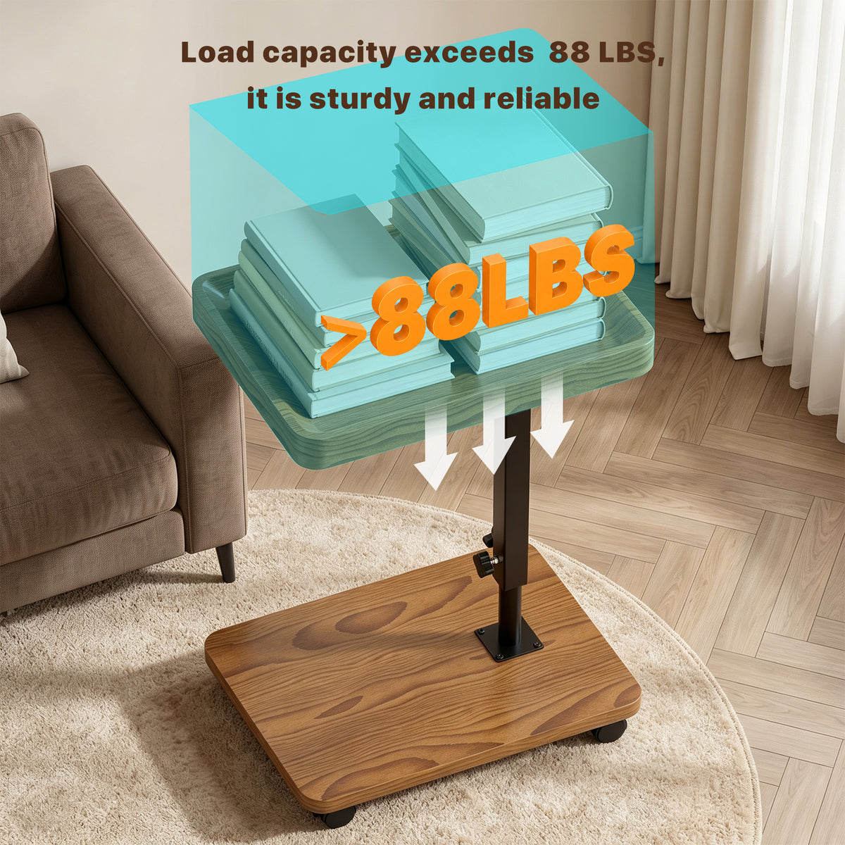 C Table End Table with Adjustable Height, 360¡ãSwivel TV Tray Table for Small Spaces, Portable C-Shaped Side Table for Couch & Bed