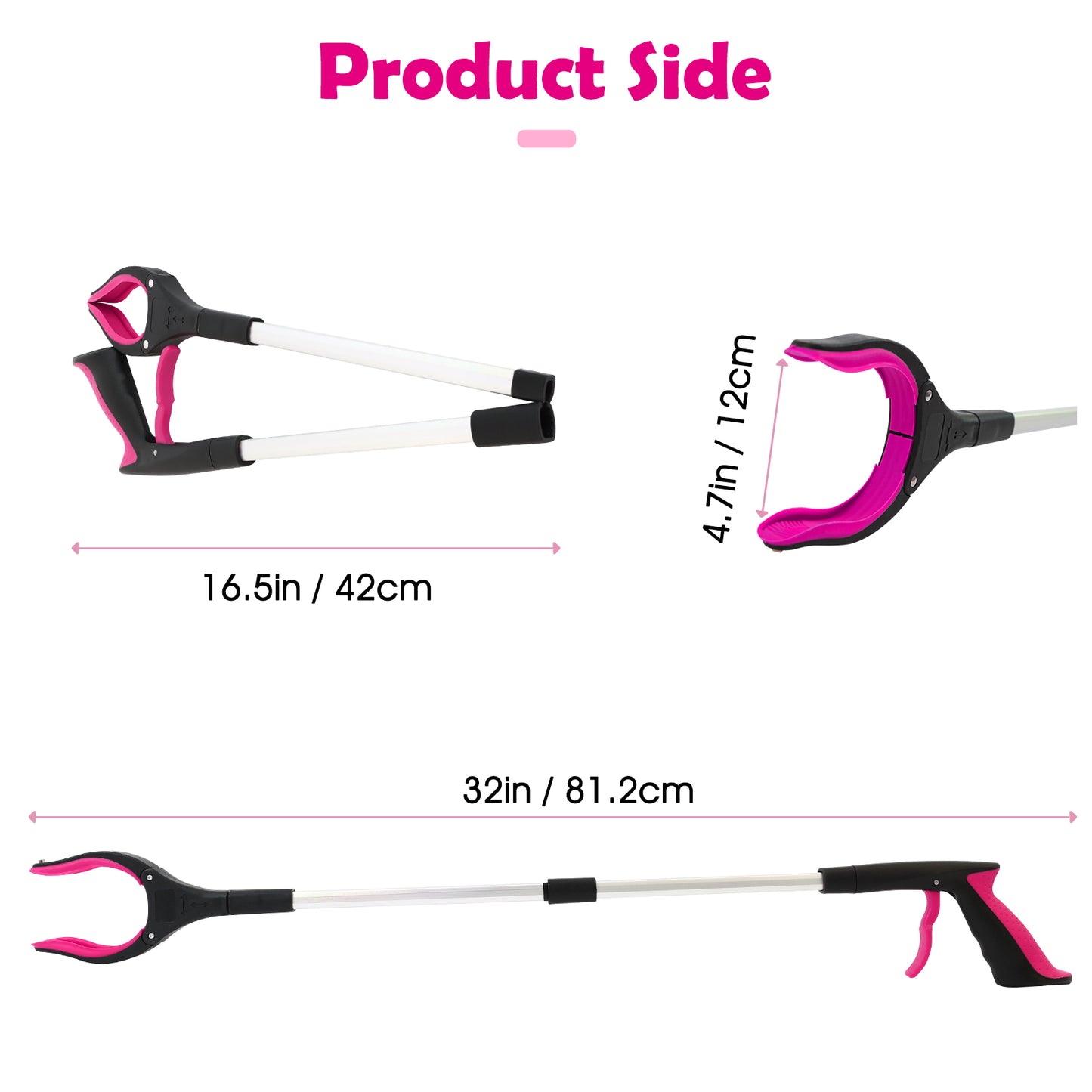 2Pcs 32 Grabber Reacher Tool, Foldable Grabber Reaching Tool, Purple