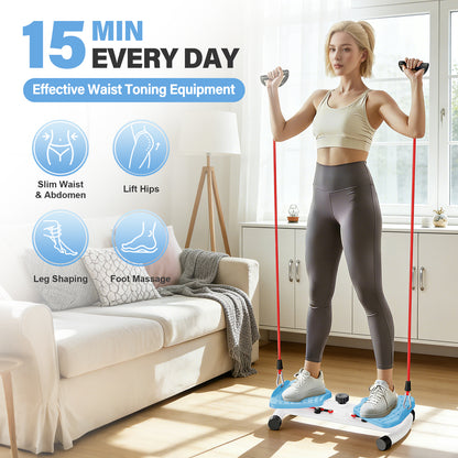 Slim Waist Twister, Silent Ab Toner Machine, Core Workout Board for Women, Home Gym Equipment for Hourglass Figure & Love Handle Reduction, Blue