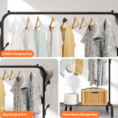 Homemart Clothes Rack, Garment Rack with Bottom Shelf for Hanging Clothes, Coats, Skirts, Shirts, Sweaters, Black
