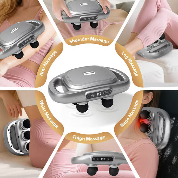 Massage Gun, 6 Head Electric Massage Guns with 3 Sets Massage Heads & 9 Modes, Gun Tool for Legs, Arms, Waist, Back, Buttocks, Relax Full Body Muscle, Gifts for Friends, Parents